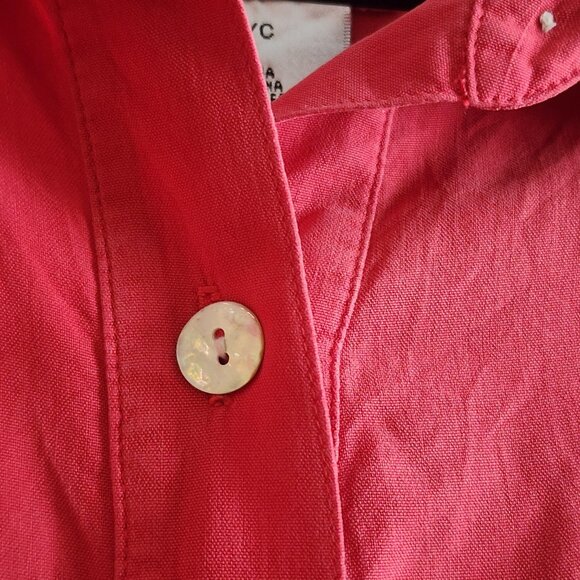 Vtg Lizden Shirt Womens Small Pink Button Front 100% Silk Long Sleeve Pocket Top - Picture 3 of 9